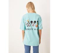 ASOS DESIGN - T-shirt unisex oversize blu con stampa Disney di Topolino e amici e scritta con strass L