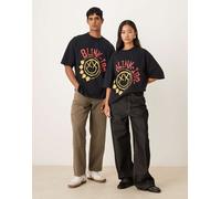 ASOS DESIGN - T-shirt unisex oversize nera con stampa Blink 182-Nero S