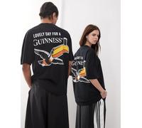 ASOS DESIGN - T-shirt unisex oversize nera con stampe "Guinness" su licenza-Nero S