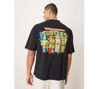 ASOS DESIGN - T-shirt unisex oversize nera con stampe vintage delle Tartarughe Ninja-Nero 2XL