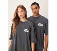 ASOS DESIGN - T-shirt unisex oversize nero slavato con stampe "Star Wars Episode I" L