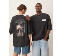 ASOS DESIGN - T-shirt unisex oversize nero slavato con stampe "Star Wars Episode II" S