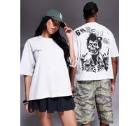 ASOS DESIGN - T-shirt unisex oversize squadrata bianca con stampe "Green Day"-Bianco S