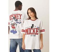 ASOS DESIGN - T-shirt unisex oversize stile baseball bianca con stampa Disney di Topolino-Bianco 2XL