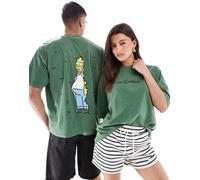 ASOS DESIGN - T-shirt unisex oversize verde slavato con stampa "The Simpsons Homer" M