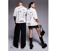 ASOS DESIGN - T-shirt unisex squadrata oversize beige con ricamo e stampe di Pikachu dei Pokémon-Neutro XS