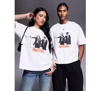 ASOS DESIGN - T-shirt unisex squadrata oversize bianca con stampe "Pulp Fiction"-Bianco 2XL