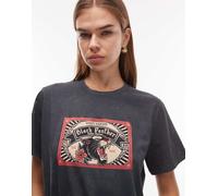 ASOS DESIGN - T-shirt vestibilità classica color antracite slavato con grafica Tattoo Parlour-Nero M