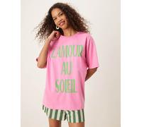 ASOS DESIGN - T-shirt vestibilità classica rosa con grafica "L'amour au soleil“ XS