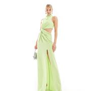ASOS DESIGN Tall - Vestito lungo verde lime con scollo a vogatore e incrocio in vita-Multicolore 50
