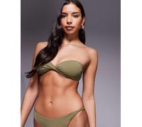 ASOS DESIGN - Tina Twisted - Top bikini a fascia kaki effetto carta-Verde 46