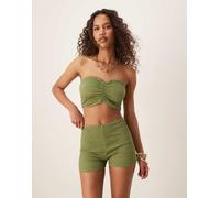 ASOS DESIGN - Top a fascia kaki arricciato in coordinato-Verde XS
