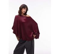 ASOS DESIGN - Top drappeggiato in raso color prugna monospalla-Viola XS