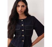 ASOS DESIGN - Top in denim aderente con bottoni-Blu 46