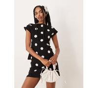 ASOS DESIGN - Top in maglia morbida a pois in coordinato-Multicolore S