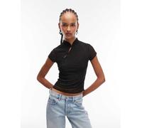 ASOS DESIGN - Top in rete nero trasparente con strass e dettaglio con bottoni e asola 46