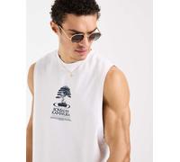 ASOS DESIGN - Top senza maniche comodo pesante bianco con stampa di bonsai M