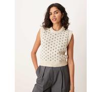 ASOS DESIGN - Top senza maniche in maglia color avena a pois-Verde M