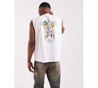 ASOS DESIGN - Top senza maniche oversize bianco con grafica con palme L