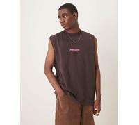 ASOS DESIGN - Top senza maniche oversize marrone con grafica sportiva S