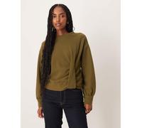 ASOS DESIGN - Top taglio lungo verde oliva scuro morbidissimo con dettaglio raccolto XS