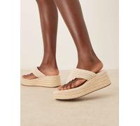 ASOS DESIGN - Toucan - Zeppe infradito all'uncinetto con motivo intrecciato tonalità naturale-Neutro 36