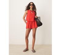 ASOS DESIGN - Tuta corta a doppio strato con schiena scoperta rossa-Rosso 36