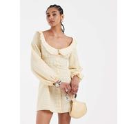 ASOS DESIGN - Vestitino baby doll giallo a quadretti con colletto e godet 42
