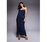 ASOS DESIGN - Vestito al polpaccio a fascia drappeggiato blu inchiostro-Blu navy 50