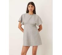 ASOS DESIGN - Vestito corto grigio con cucitura sotto il busto 40