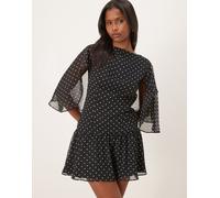 ASOS DESIGN - Vestito corto nero a pois con mantella in chiffon-Multicolore 48