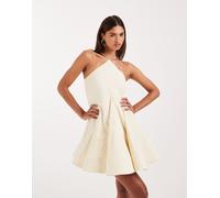 ASOS DESIGN - Vestito corto strutturato allacciato al collo con gonna voluminosa-Bianco 38