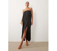 ASOS DESIGN - Vestito lungo a fascia in modal blu navy a bolle 50