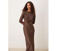 ASOS DESIGN - Vestito lungo a pois con bustino con taglio sbieco-Multicolore 40