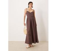 ASOS DESIGN - Vestito lungo con corpino stile corsetto modellante color cioccolato-Marrone 46