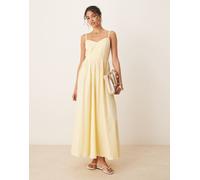 ASOS DESIGN - Vestito lungo con corpino stile corsetto modellante color limone-Giallo 46