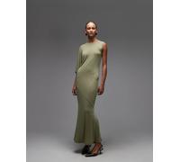ASOS DESIGN - Vestito lungo monospalla verde salvia con fondo a sirena XS