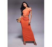ASOS DESIGN - Vestito lungo sinuoso arancione con cut-out e dettaglio attorcigliato 50