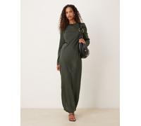 ASOS DESIGN - Vestito lungo stile sottoveste in raso opaco verde scuro con cuciture-Multicolore 40
