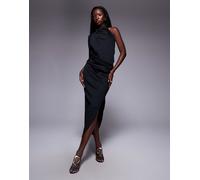 ASOS DESIGN - Vestito midi monospalla nero in tessuto effetto scuba 36