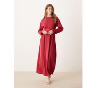 ASOS DESIGN - Vestito sottoveste lungo in raso color lampone allacciato sul retro-Multicolore 42