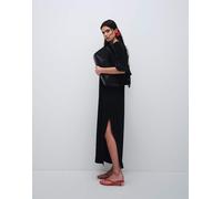 ASOS DESIGN - Vestito T-Shirt midi nero con maniche ad ali di pipistrello 48