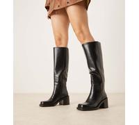 ASOS DESIGN Wide Fit - Campbell - Stivali al ginocchio neri con tacco spesso-Nero 7