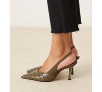 ASOS DESIGN Wide Fit - Sabrina - Scarpe a pianta larga con tacco a spillo e cinturino posteriore verde oliva effetto coccodrillo-Multicolore 2