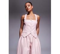 ASOS LUXE - Gilet rosa polvere in similpelle PU in coordinato 36