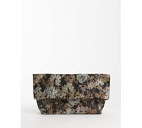 ASOS LUXE pochette jacquard morbida con risvolto in jacquard nero e oro No Size