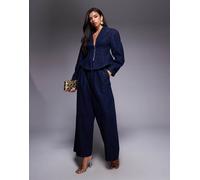 ASOS LUXE - Top a corsetto in denim indaco con zip sul davanti in coordinato-Blu 48