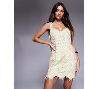 ASOS LUXE - Vestito corto rosa e giallo tempestato di perle 38