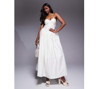 ASOS LUXE - Vestito lungo a corsetto color latticello con fiocco sul retro-Giallo 42