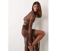 ASOS X THE SOURCED COLLECTION - Top a maniche lunghe in pizzo marrone 50